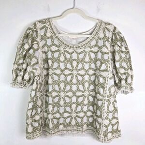 Solitare Crochet‎ Flower Womens Top Cottagecore Coquette Peasant Womens Size XL